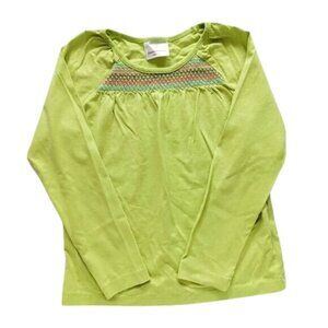 Hanna Andersson Girls Green Embroidered Top Size 120/6-7